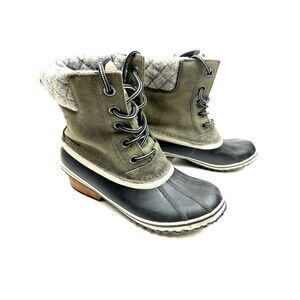 Sorel Slimpack II Lace Up Snow Boots Duck Leather Rubber Women's 9 Waterproof